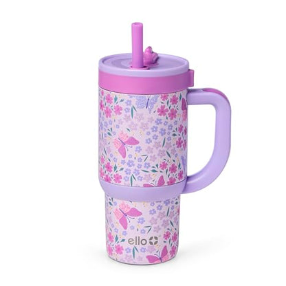 Ello Oasis 14oz Stainless Steel Toddler Tumbler with Handle & Retracting Straw, 100% Leakproof, Double-Wall Vacuum Insulated, Kids Water Bottle for School, BPA Free, Dishwasher Safe, Winging It - color: Winging It, size: 14 Ounces