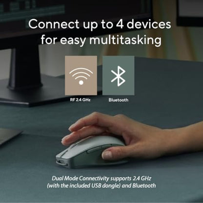 ASUS Wireless SmartO Mouse Silent Plus – Dual Mode (BT/2.4GHz), up to 3 Devices, Ergonomic, 4200 DPI, AA Battery Lasts up to 1 Year, Quiet Switches, Portable, for Productivity/Gaming - Oat Milk - color: Oat Milk