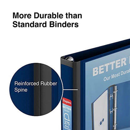 Staples Better Binder 1 Inch 3-Ring Binder, Navy Blue, Wide Spine View Binder with Locking Rings, Durable School & Office Binder, 3 Pack - color: Blue, size: 1-Inch, style: 3 Pack