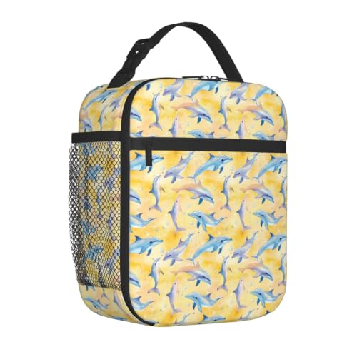 Dolphin Lunch Bag 10In | Insulated Lunch Box Reusable Tote Bag For Picnic Office For Women Men - color: Style 1