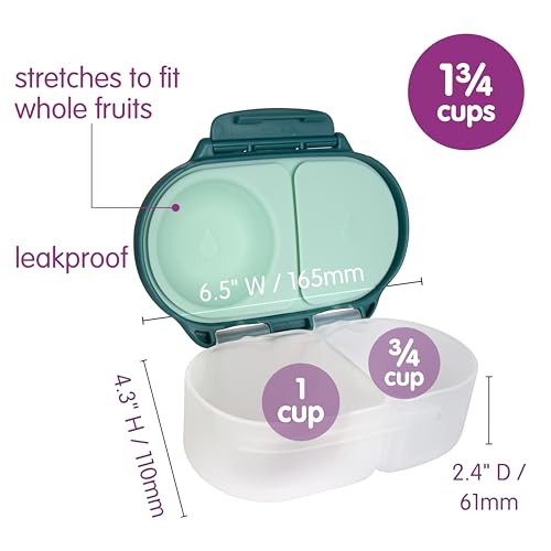 b.box Lunch Box Kids 2-pack, Mini Lunch Box + Snack Containers for Kids | 4.25 + 1.75 Cup Bento Box for Kids, Snack Box, Lunch Containers, Leak Proof, Dishwasher Safe, BPA Free, PFAS Free, Ages 4m+ - color: Emerald Forest