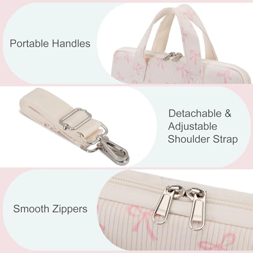 Octsky Tablet Bag Kids Tablet Carrying Bag with Shoulder Strap, Soft Lining, Bowknot Beige - color: Corduroy Bowknot Beige