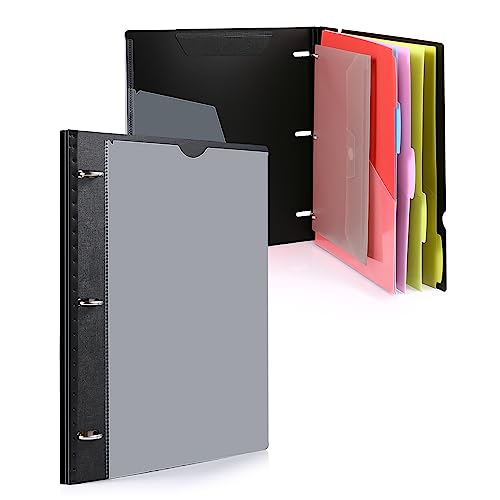 WOT I Telescoping Project Organizer, Refillable Binder with Dividers and Pockets, 13 Pocket Folders, 1 Inch 3 Ring Binder, Black - color: Black, size: 1 Pack