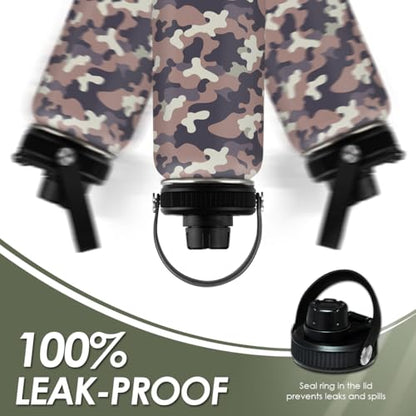 Camouflage Insulated Stainless Steel Water Bottle 32oz, Vacuum Chug Lid Travel Tumbler for Men Friends Dads Grandpa, Birthday Christmas Fathers Day (Desert Camo) - color: Camouflage 4