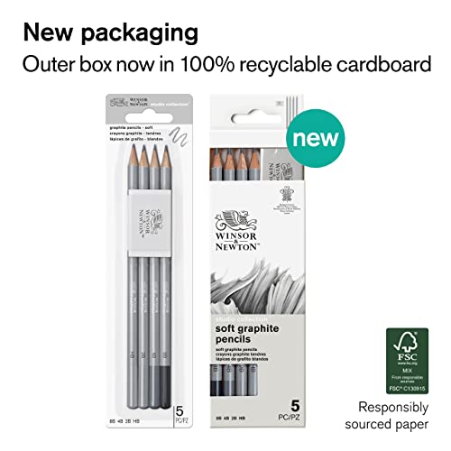Winsor & Newton Studio Collection 아티스트 연필, 흑연 연필, 5개 세트 - style: 흑연 연필 5개
