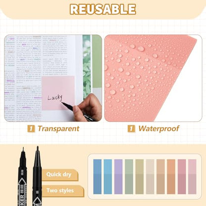 Jutom 39 Pcs Aesthetic Book Annotation Kit Highlighter with Case Bag Gel Pen Transparent Sticky Note Taking Bible Supplies(Cream,Cute Style) - color: Cream, style: Cute Style