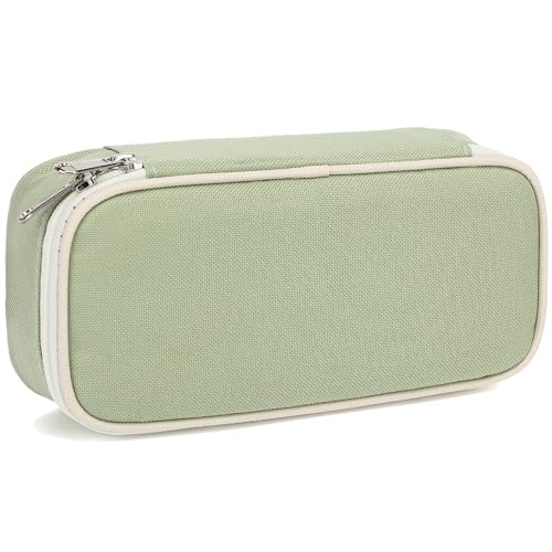 FlowFly Large Capacity Pencil Case for Kids, Boys & Girls – Zippered Multi-Functional Pen Pouch, Soft & Portable Pencil Bag for School, Teens, Students, Light Matcha - color: Light Matcha