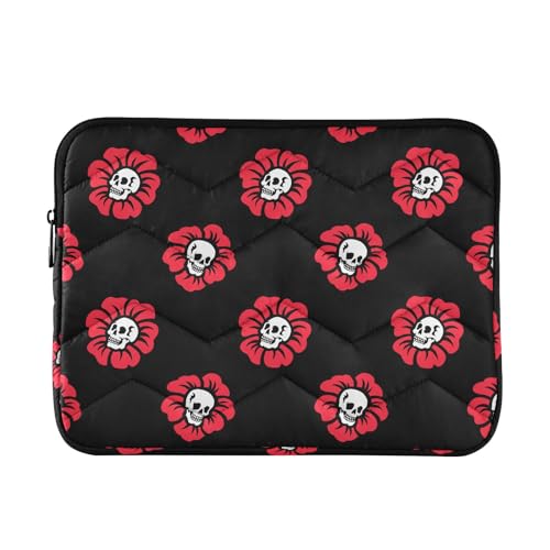 Cute Laptop Sleeve 13 inch Gothic Skulls Flowers Laptop Bag 14 inch Waterproof Computer Bag for Women Laptop Accessories Computer Cover Bag for Tablet Men, A06D24018 - color: Gothic Skulls Flowers