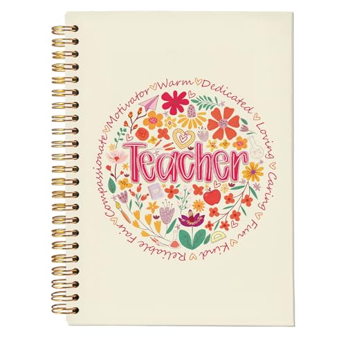 Floral Teacher Notebook Journals, Teacher Appreciation Gifts for Women, Pink Flower Hardcover College Ruled Spiral Notebook Journal for Work Notes Journaling, 5.5x8.3 Inch - color: Floral