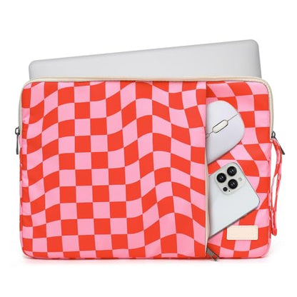 Laptop Sleeve 13.3 inch14 Inch, 15.6inchWater Resistant Traveling Computer Cover with Handle, Shockproof Protective Carrying Laptop Case (Y8-Pink Checker, 14 inch) - color: Y8-Pink Checker, size: 14 inch