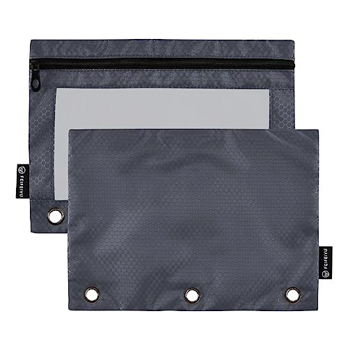 MCHIVER Navy Blue Pencil Pouch for 3 Ring Binder Pencil Pouches with Zippers Clear Window Binder Pockets Pencil Bags for Office Work Daily Organzier 2 Packs - color: Navy Blue