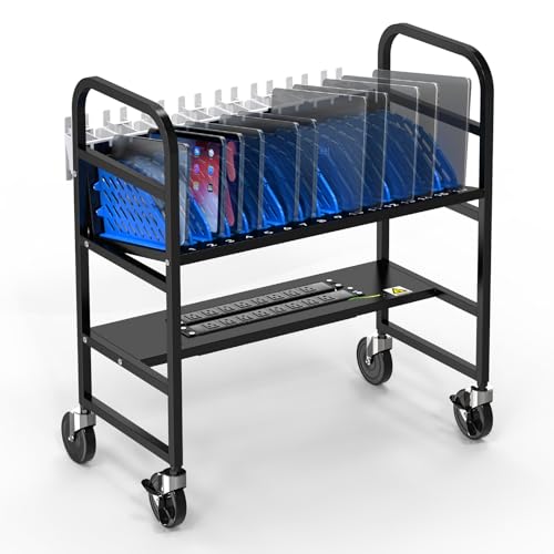 16-Device Laptop and Tablet Charging Station, Open Charging Cart with Cord Charger Management, Grounding Protection - Chromebook Organizer for Classroom, Office and Libraries - size: 16 Devices