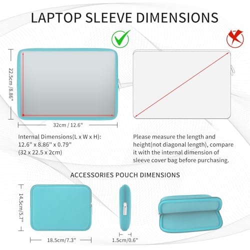 RAINYEAR 13 Inch Laptop Sleeve Case with Accessories Pouch, Compatible with 13.3" MacBook Air/Pro M1 M2 M3 M4 M5 A3449 A3240 A3113 A2681 A2338 (Blue, Upgraded Version) - color: Blue(upgraded Version), size: 13"