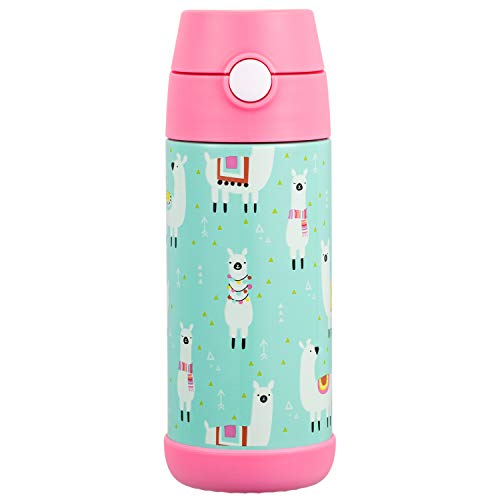 Snug Insulated Kids Water Bottle with Straw & Spout – Double-Wall Stainless Steel, Leakproof, Easy-Flip Lid – For School, Travel, Toddlers & Big Kids - Llamas, 12oz - color: Llamas, size: 11.8 Ounces