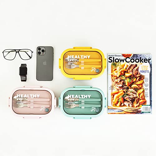 Lille Home 28oz Stainless Steel Leakproof 2-Compartment Bento Lunch Box/Portion Control Food Container with Lunch Bag and Cutlery Set, BPA Free (Blue) - color: Blue