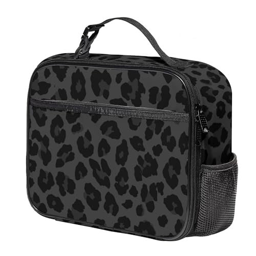 WOBAGMEN Leopard Lunch Box for Kids, Cute Insulated Lunch Bag for Boys Girls,Waterproof Lunch Box with Water Bottle Holder for Teens Adults Picnic Travel Back to School (Black Leopard) - color: Black Leopard