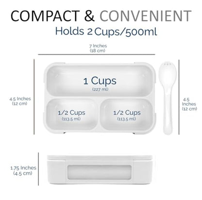 Small Snack Containers for Kids Teens - 3 Compartments (Set of 2) - Leak-Proof Boxes with Lids -BPA-Free Plastic Mini Bento Lunch Box - Ideal for School, Boys & Girls, Holds 2 Cups (Black + Gray) - color: Grey Black MINI 2pk