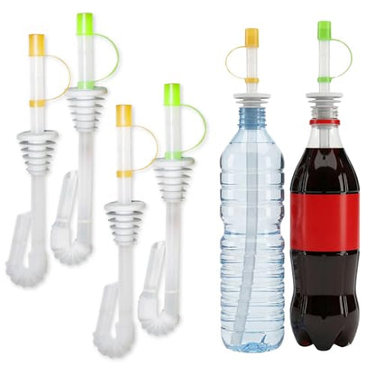 Jokari Sip and Seal Soda Straws for Bottled Beverages | 4-Pack Spill-Proof Drinking Straws, Flexible Seal, Flip Cap, Fits Most Plastic Water, Soda Bottles, Ideal, Outdoor Use - size: 4-Count