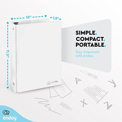Enday 1 Inch Binder, White 3 Ring Binder 1 Inch, Heavy Duty Three Ring Binder, 175 Sheets Capacity - One Inch Binder for Home School and Office - color: White, size: 1-Inch