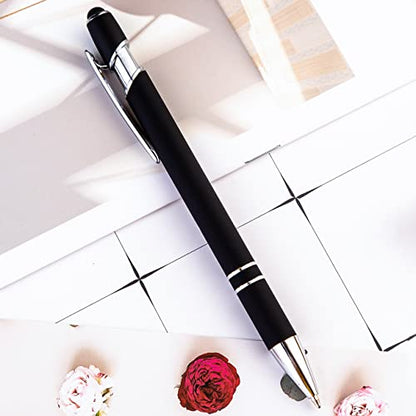 PASISIBICK 12-Piece Black Ballpoint Pen with Stylus Tip, 2 in 1 Stylish Metal Touch Screen Pen - Black Ink, 1.0 mm Medium Point - 5.5 x 0.4 inch / 14 x 1 cm - color: 12 Pcs Black Stylus Pens