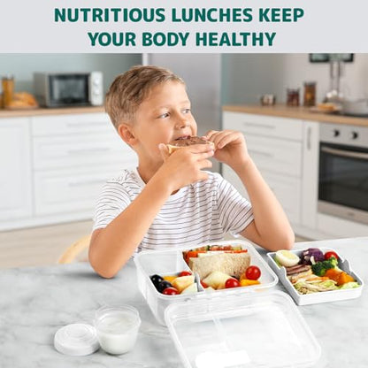 Meal Prep Containers Reusable, Snackle Box Container Bento Box Adult, Bento Lunch Box with 2 Removable Trays, and Salad Dressing Container, 55.75 oz/1.65L Size (white/55.75 oz) - color: white/55.75 oz
