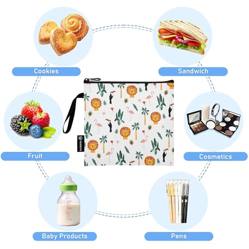 Reusable Food Storage Bags Animal Lion 3 Pack Set Lunch Bag Compact Sandwich Snack Bag Small Medium Large for Lunch, Travel & Organization - color: Bag 4