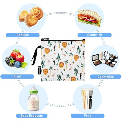 Reusable Food Storage Bags Animal Lion 3 Pack Set Lunch Bag Compact Sandwich Snack Bag Small Medium Large for Lunch, Travel & Organization - color: Bag 4