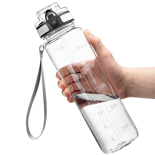 OLDLEY Water Bottle, 32oz Motivational Sports Water Bottle with Time Marker - Times to Drink - Tritan, BPA Free, Wide Mouth Leakproof, Anniversary Birthday Gifts for Men Women, Capacity Clear - color: AA-Clear