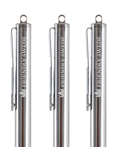 The Friendly Swede Stylus Pen for Touchscreen — 3-Pack 5.5" High Precision Stylus Pen with Replaceable Thin Tips, Elastic Lanyards & Screen Cleaning Cloth - Silver - color: Silver