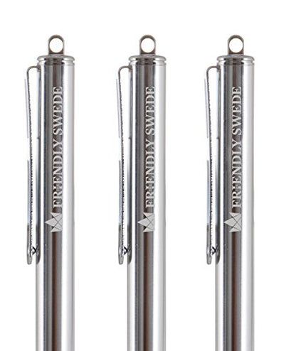 The Friendly Swede Stylus Pen for Touchscreen — 3-Pack 5.5" High Precision Stylus Pen with Replaceable Thin Tips, Elastic Lanyards & Screen Cleaning Cloth - Silver - color: Silver