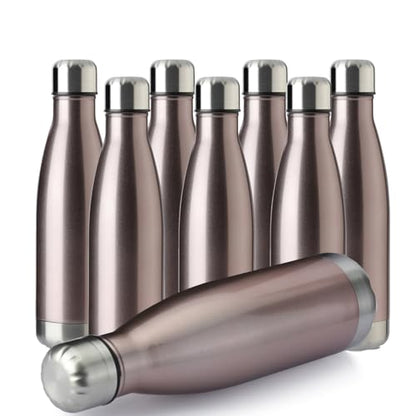MEWAY 17oz Sport Water Bottle 8 Pack Vacuum Insulated Stainless Steel Leak-Proof Double Wall Cola Shape Water Bottle,Keep Drinks Hot & Cold (Rose Gold,8 Pack) - color: Rose Gold