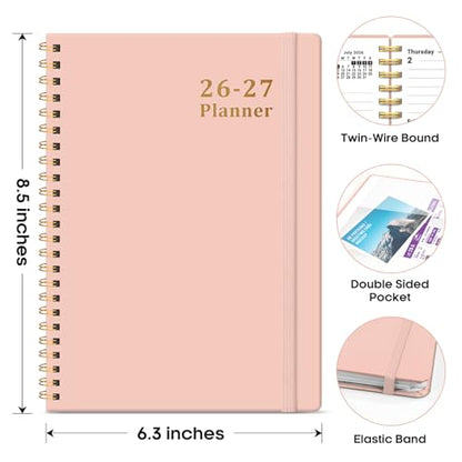 Planner 2026-2027, 6.3" x 8.5" Weekly and Monthly Academic Year Planner Calendar, July 2026 - June 2027, Hardcover Large School Planning Agenda With Tabs, Perfect for School & Office Supplies, A5, Pink - color: C-Pink, size: A5(6.3"x8.5")