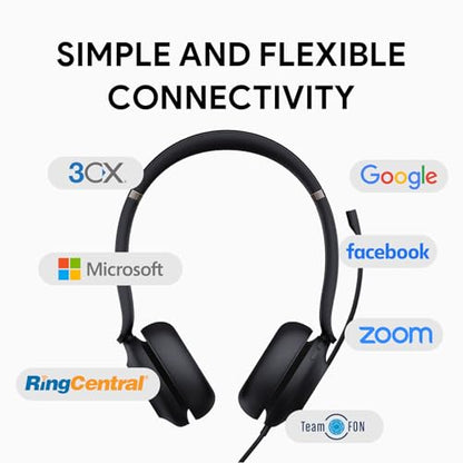 Yealink UH37 USB Headset with Microphone for PC Stereo Headphones with Noise Cancelling Microphone for Computer Laptop On-Ear Wired Teams Headset for Office Call Center USB-C/A - style: Stereo