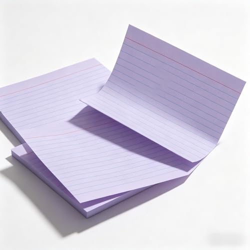 5x7 Purple Index Cards 100 Count, Large Ruled Note Cards with Rings for Creative Notes — 160gsm Heavy Cardstock Lined Flashcards for Vocabulary, Language Learning & Home Filing - color: Purple