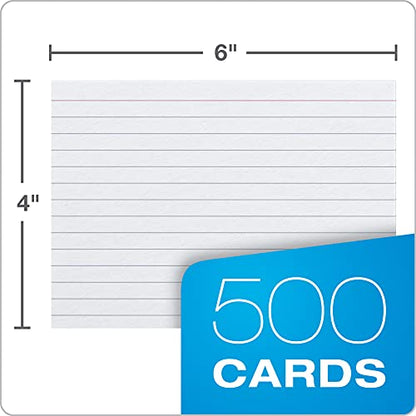 Oxford Index Cards, 4x6 Index, Ruled on Front, Blank on Back, White, Shrink Wrapped Cards (40178) 500 Count(Pack of 12) - size: 4x6 (Pack of 12)
