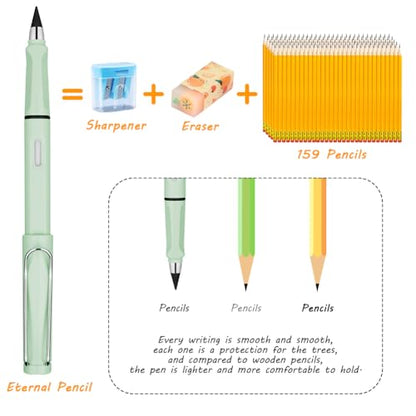 Ainiv Inkless Reusable Pencil with Eraser & 5 Replaceable Nibs - Endless Writing for Home, Office & School - color: 5 Pack Retro Color