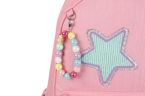 Rolling travel Laptop Backpack for school Teens Girls (STAR HEART PINK) - color: Star Heart Pink