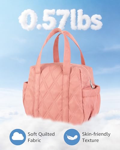 Quilted Puffer Lunch Bag for Women, Insulated Lunch Tote with Foil Lining, Leak-Resistant Reusable Lunch Cooler Bag, Roomy Soft Lunch Box for Work, School, Picnic and Travel (Dark Pink) - color: Dark Pink