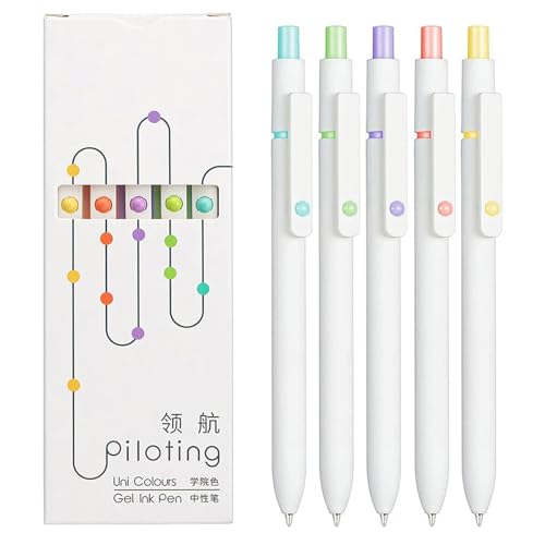 5Pcs Retractable Gel Pen Quick Drying Journaling Pen Smooth Writing for Kid Student Adult Writing Journaling - color: Preppy