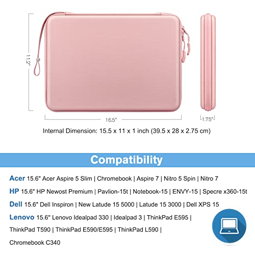 FINPAC 15.6-inch Hard Laptop Sleeve Case Compatible with 15.6 Inch Acer Aspire, Shockproof Computer Carrying Case for HP Dell Razer Samsung Laptop Chromebook, Pink - color: Pink, size: 15.6-inch Laptop/Chromebook