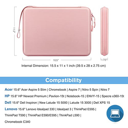 FINPAC 15.6-inch Hard Laptop Sleeve Case Compatible with 15.6 Inch Acer Aspire, Shockproof Computer Carrying Case for HP Dell Razer Samsung Laptop Chromebook, Pink - color: Pink, size: 15.6-inch Laptop/Chromebook