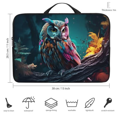 Laptop Sleeve Bag with Handle Computer Protective Soft Cover Case for 14 Inch 13 Inch Laptop,Art Owl - color: Art Owl