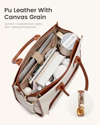 LOVEVOOK Work Tote Bag with Lunch Compartment with Giant Tumbler Holder,17 Inch Waterproof 3 in 1 Lunch Bag Women Men Laptop Bag Purse Tote with Padded Sleeve for Teacher,Nurse,College,Travel,Office - color: Emerald green - Venetian green - Dark patina gr