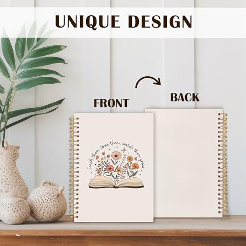 Floral Book Teachers Spiral Notebooks, End of Year Teacher Appreciation Gifts Journal, Reading Teacher Gifts Notebook for Note Taking, Teacher Office Supplies, 5.5x8.3 Inch - color: Floral Book