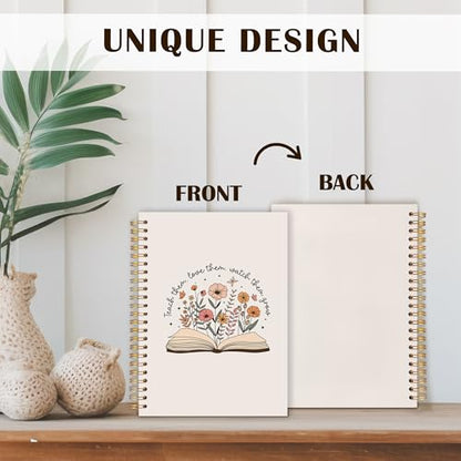 Floral Book Teachers Spiral Notebooks, End of Year Teacher Appreciation Gifts Journal, Reading Teacher Gifts Notebook for Note Taking, Teacher Office Supplies, 5.5x8.3 Inch - color: Floral Book
