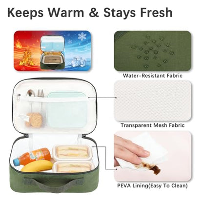FlowFly Kids Lunch box Insulated Soft Bag Mini Cooler Back to School Thermal Meal Tote Kit for Girls, Boys, Green - color: Green