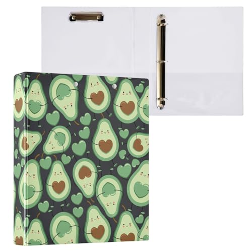 Happy Green Avocado Binder 3 Ring 1.5 Inch Binder with Clipboard&Pockets, Hardcover Binders Heavy Duty Large File Folder for Office School Supplies - Holds 200 Sheets - color: Happy Green Avocado, size: 1 Pack-12.4x10.63in