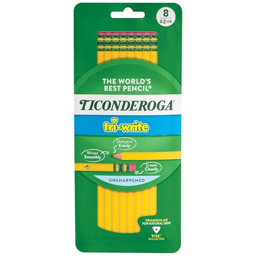 Dixon Ticonderoga Ticonderoga Wooden Pencil, 0.7mm, #2 Soft Lead, 8/Pack (13852) (X13852)(Pack of 8) - size: 1 Count (Pack of 8)