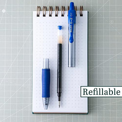 PILOT G2 Premium Gel Roller Pens,Fine Point 0.7 mm,Blue Ink Pens Fine Point,- Ideal for School,Journaling,and Office Writing,4 Count (Pack of 2) - color: Blue (Pack of 2)