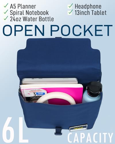 3 Ring Zipper Binder Bag with Handle and Shoulder Strap, 2-Inch O-Ring, Large Laptop Pocket, 5-Tab Expanding File Folder, School Supply Kit (Dark Blue)